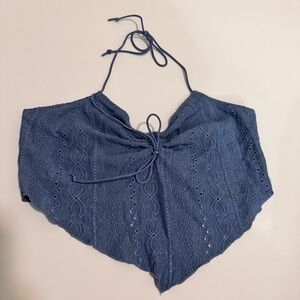Blue Knit Halter Top No Tags Medium